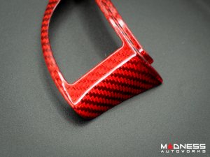 FIAT 500 Steering Wheel Trim Set - 2 pieces - Carbon Fiber - Red Pearl Finish